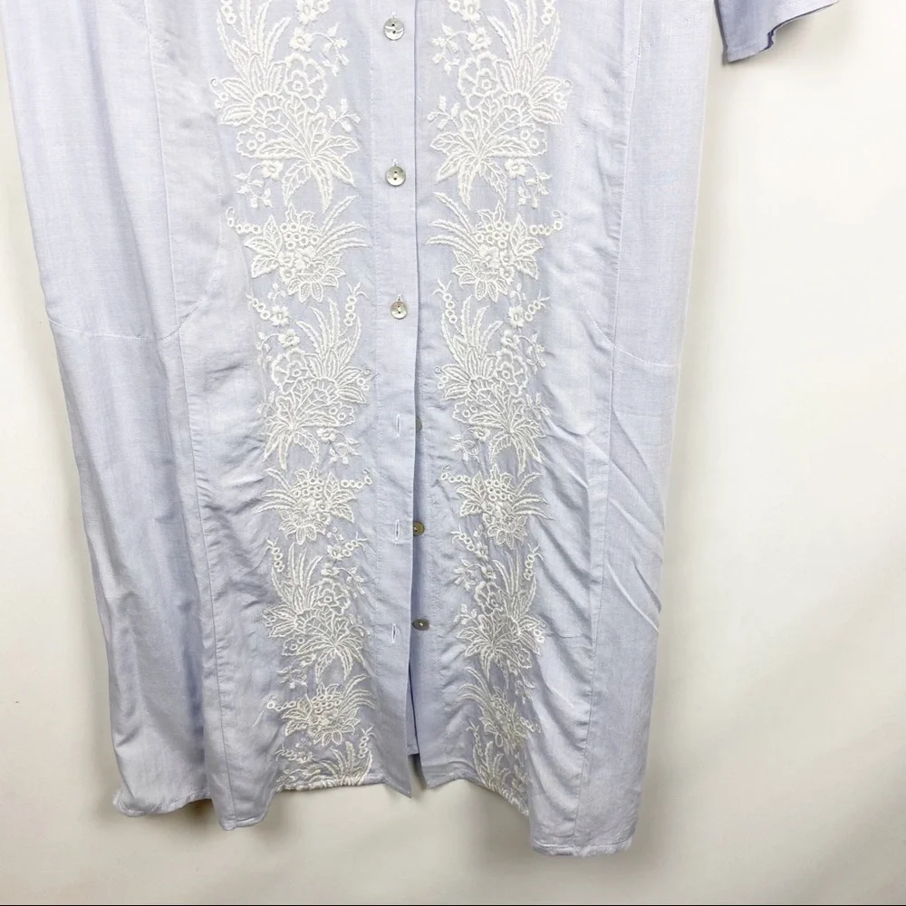 J. Jill Blue Embroidered Long Tunic Dress Small - Picture 7 of 7